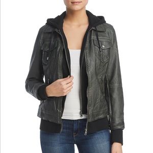 Bagatelle faux leather jacket -attached sweatshirt